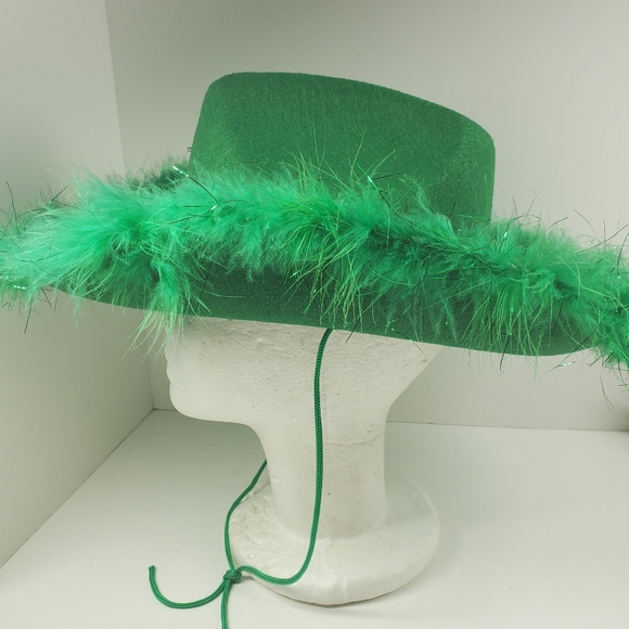 Green Feather Cowboy Hat St. Patrick's Day - Picture 4 of 8